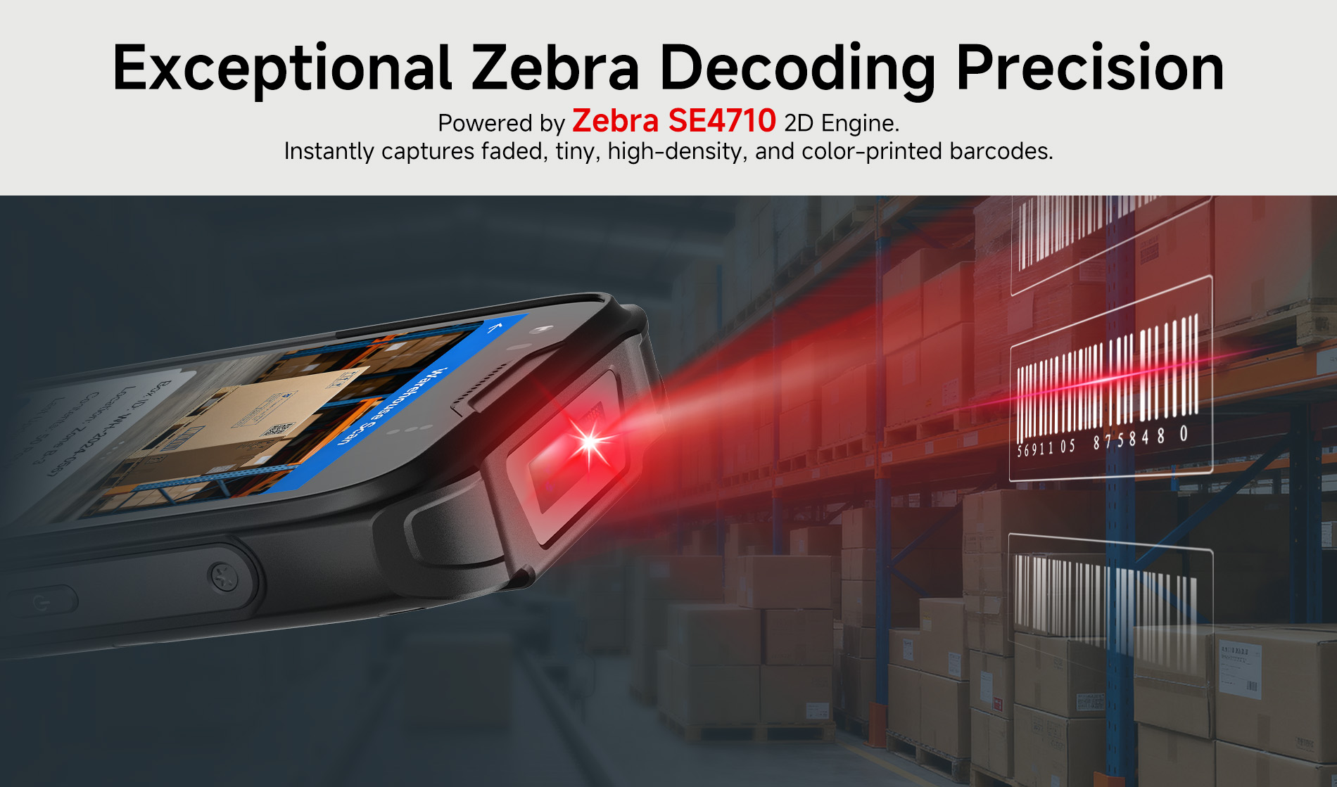 Arrvel MC95 handheld barcode scanner powered by Zebra SE4710 2D scan engine for high-speed and accurate barcode capture.