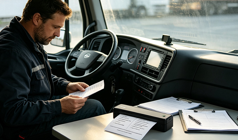 Portable thermal printer for field service technicians logistics and delivery