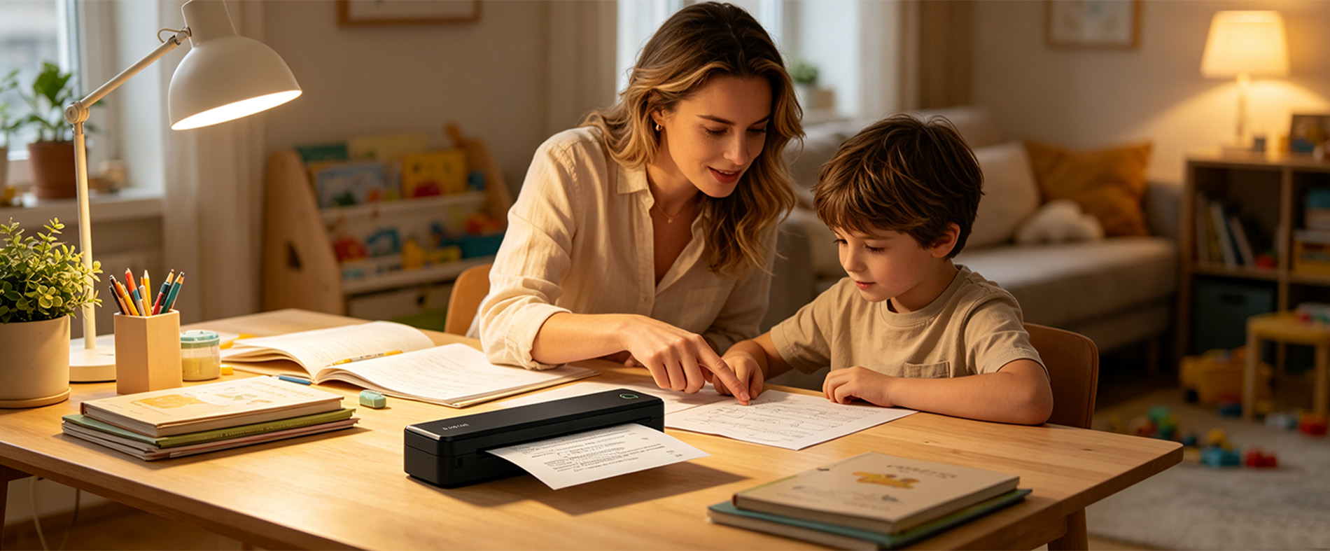 Portable thermal printer for home school homework and family use