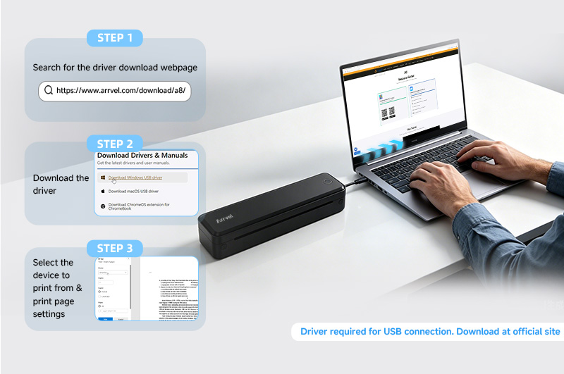 How to install USB driver for Arrvel A8 portable thermal printer