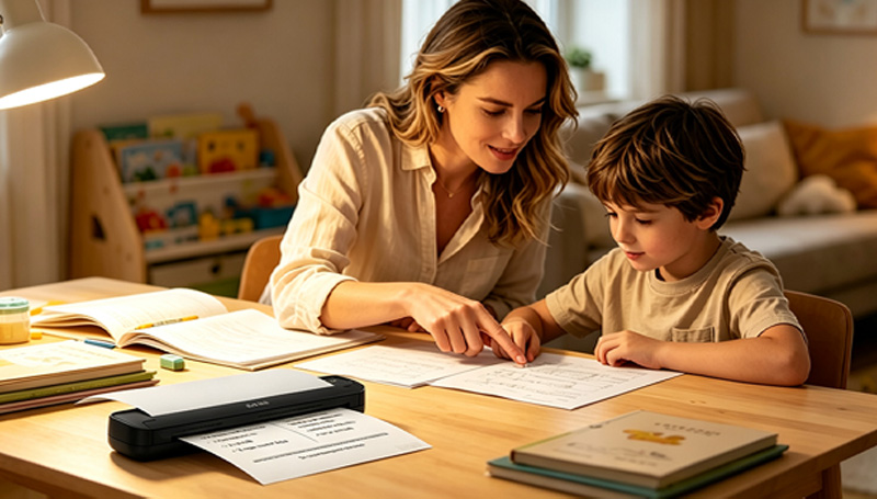 Portable thermal printer for home office remote work and study
