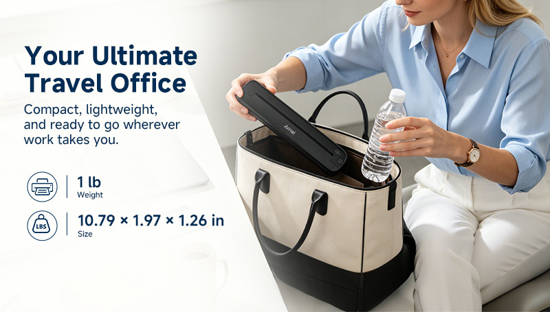 Compact portable printer for travel business and mobile office